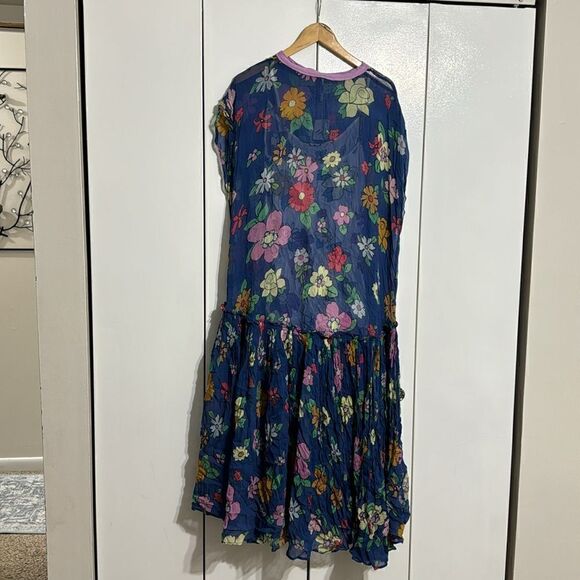 Free People Mina Maxi Dress Crepe Chiffon Floral Print Short Sleeves Size XS - Picture 5 of 6
